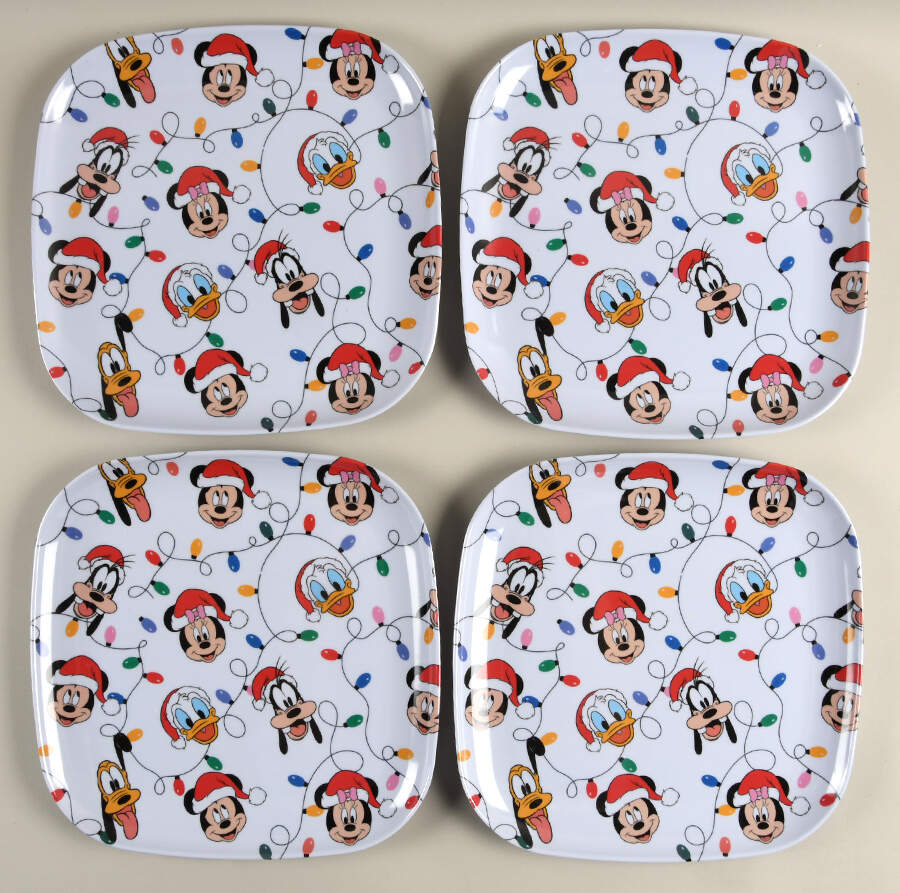 Mickey and Minnie Christmas Fun Melamine Dinner Plate - Set of 4 by Zrike-1