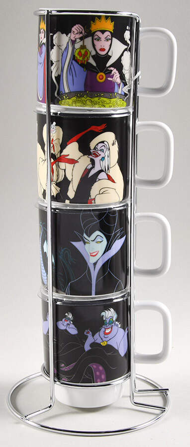 Disney Villians Stackable Mug - Set of 4 & Metal Holder by Zrike-1