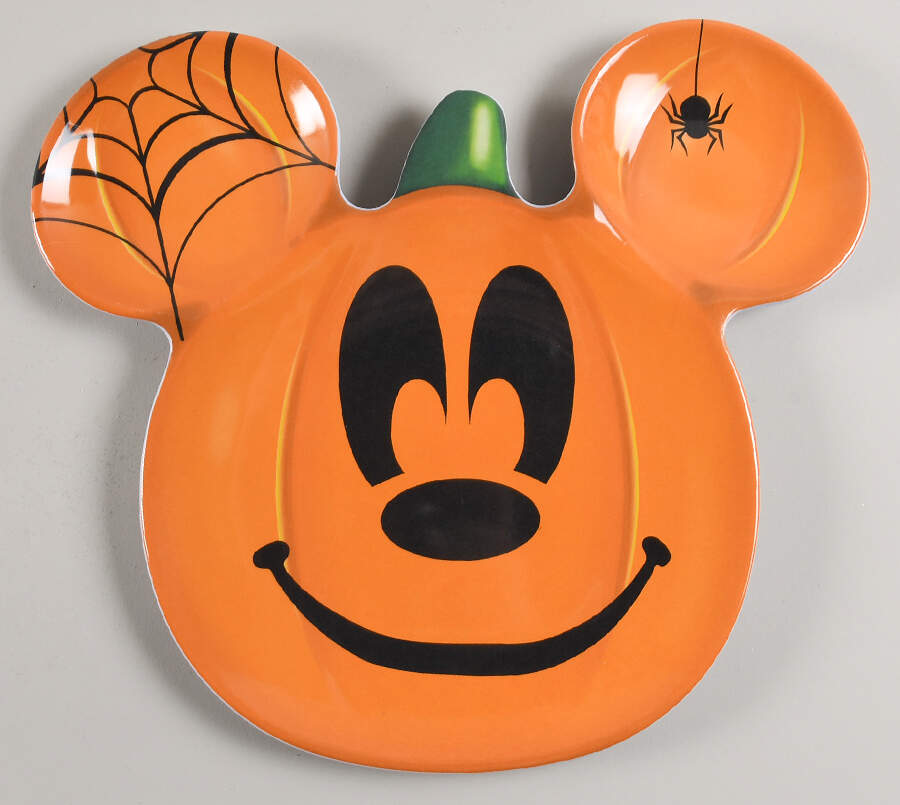 Mickey Pumpkin 12" Round Melamine Tray by Zrike-1