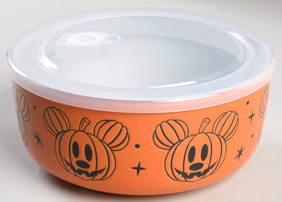 Mickey Pumpkin 32 Oz Round Plastic Microwave Bowl w/Vent Lid by Zrike-1