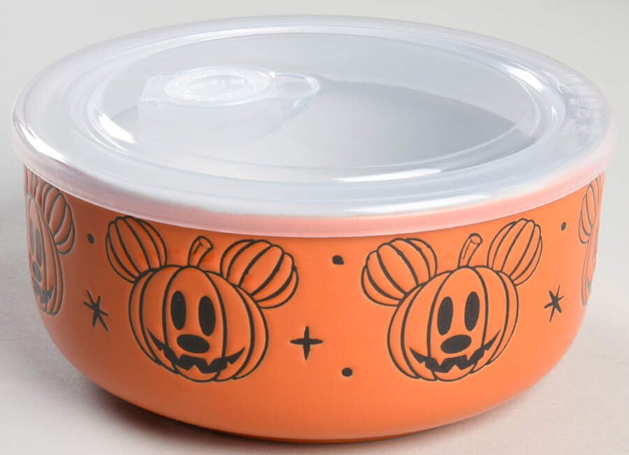 Mickey Pumpkin 26 Oz Round Plastic Microwave Bowl & Vented Lid by Zrike-1