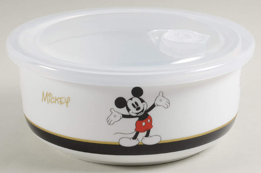 Mickey Gold Signature 32 Oz Round Plastic Microwave Bowl w/Vent Lid by Zrike-1