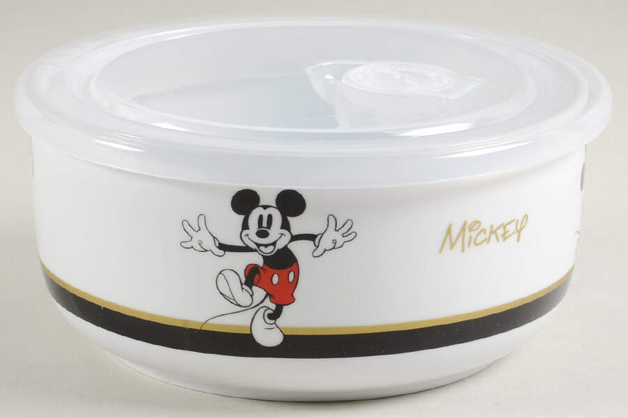 Mickey Gold Signature 26 Oz Round Plastic Microwave Bowl & Vented Lid by Zrike-1