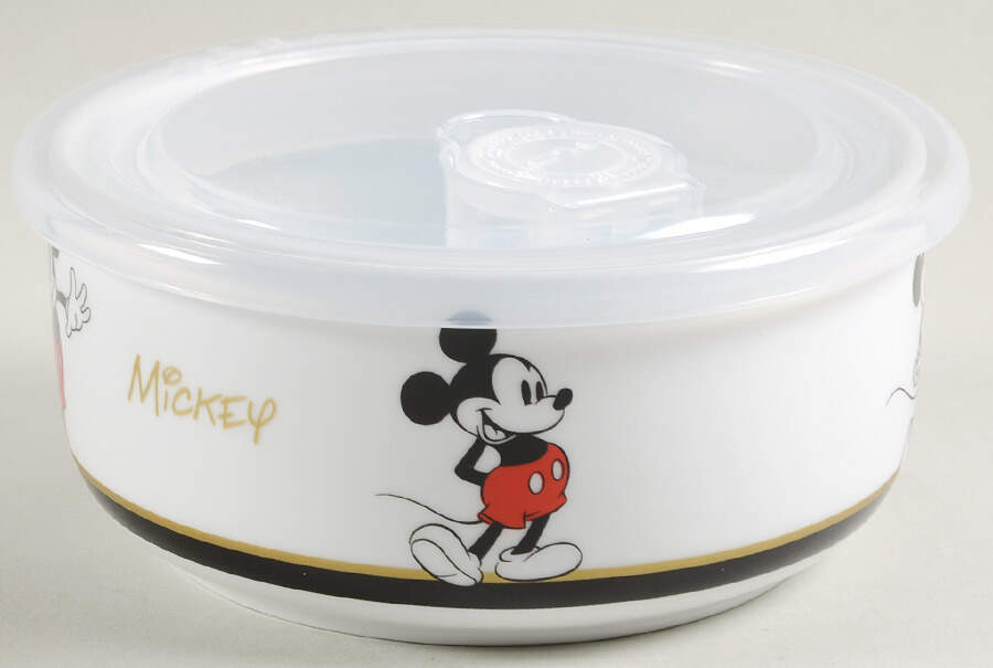 Mickey Gold Signature 16 Oz Round Plastic Microwave Bowl w/Vent Lid by Zrike-1