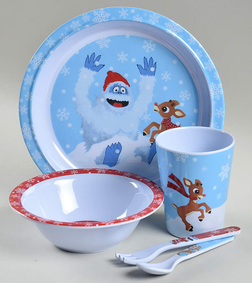 Rudolph Christmas (5 Piece) Melamine Child's Set by Zrike-1