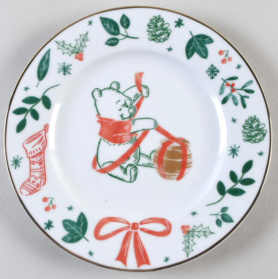 Winnie the Pooh Pinecones Gold Salad Plate by Zrike-1
