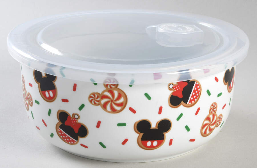 Mickey Christmas Treats 32 Oz Round Plastic Microwave Bowl w/Vent Lid by Zrike-1