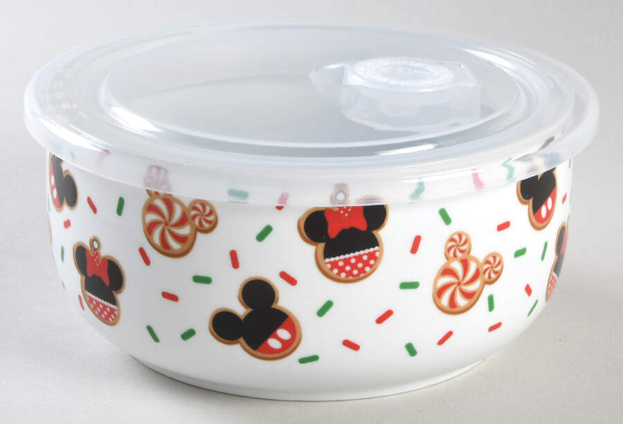 Mickey Christmas Treats 26 Oz Round Plastic Microwave Bowl & Vented Lid by Zrike-1