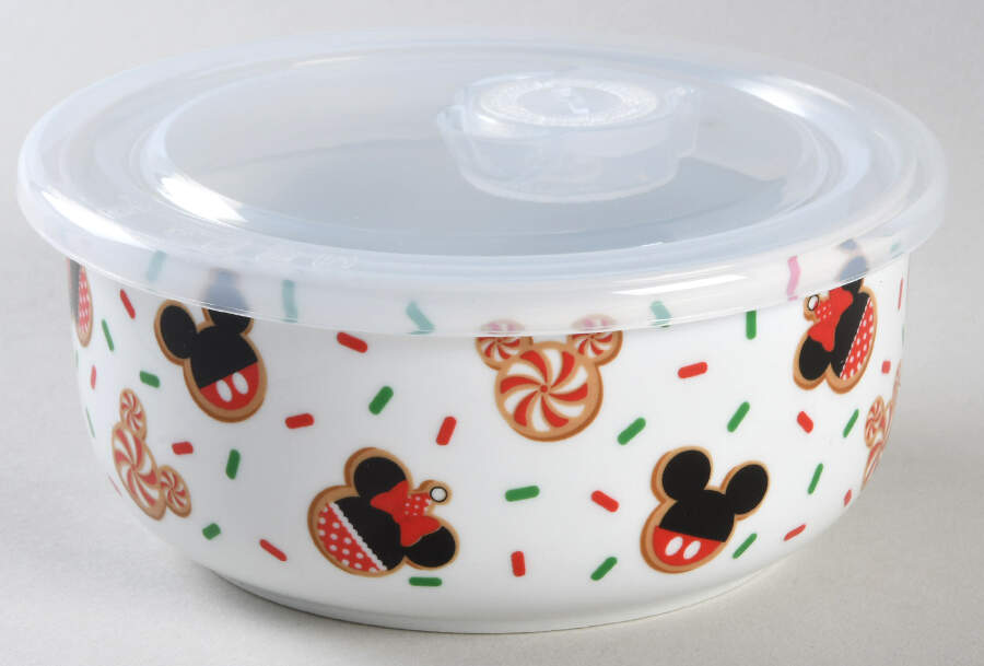 Mickey Christmas Treats 16 Oz Round Plastic Microwave Bowl w/Vent Lid by Zrike-1