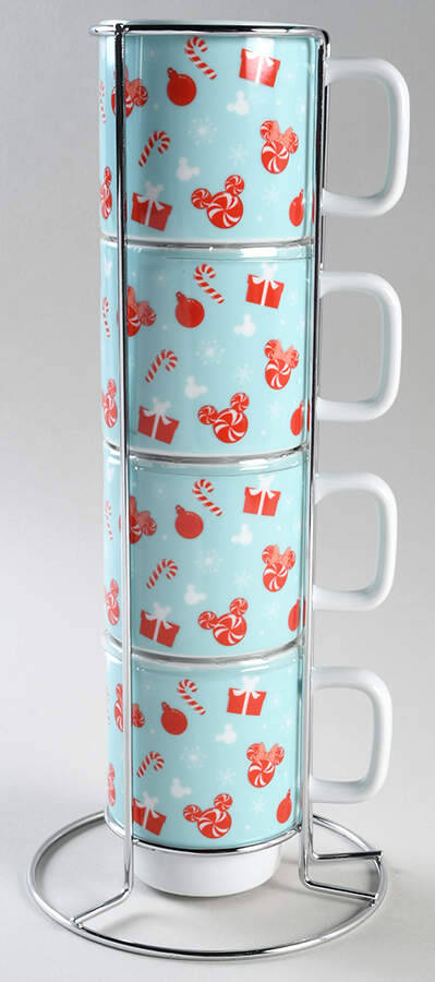 Mickey Christmas Treats Stackable Mug - Set of 4 & Metal Rack by Zrike-1
