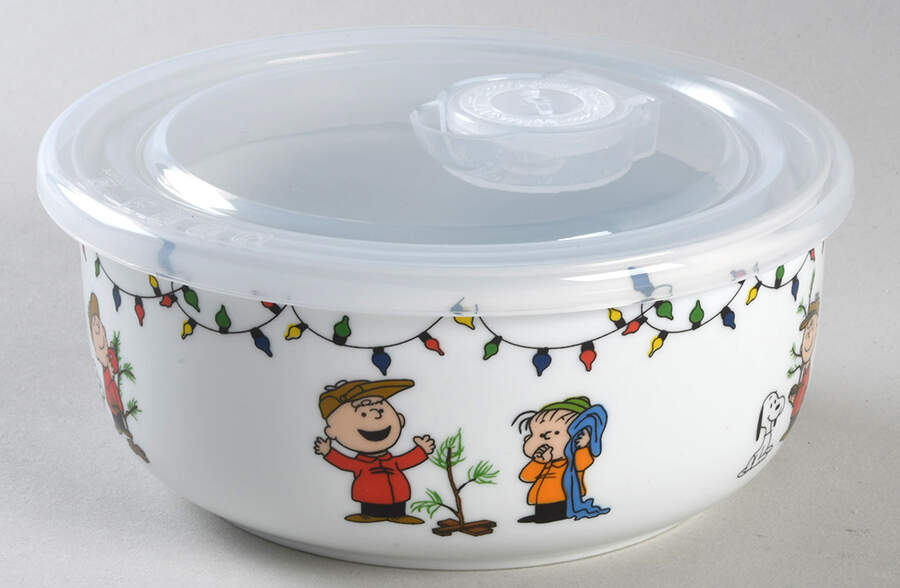 Peanuts Christmas 16 Oz Round Plastic Microwave Bowl w/Vent Lid by Zrike-1