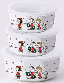 Peanuts Christmas 32 Oz Round Plastic Microwave Bowl w/Vent Lid by Zrike-1