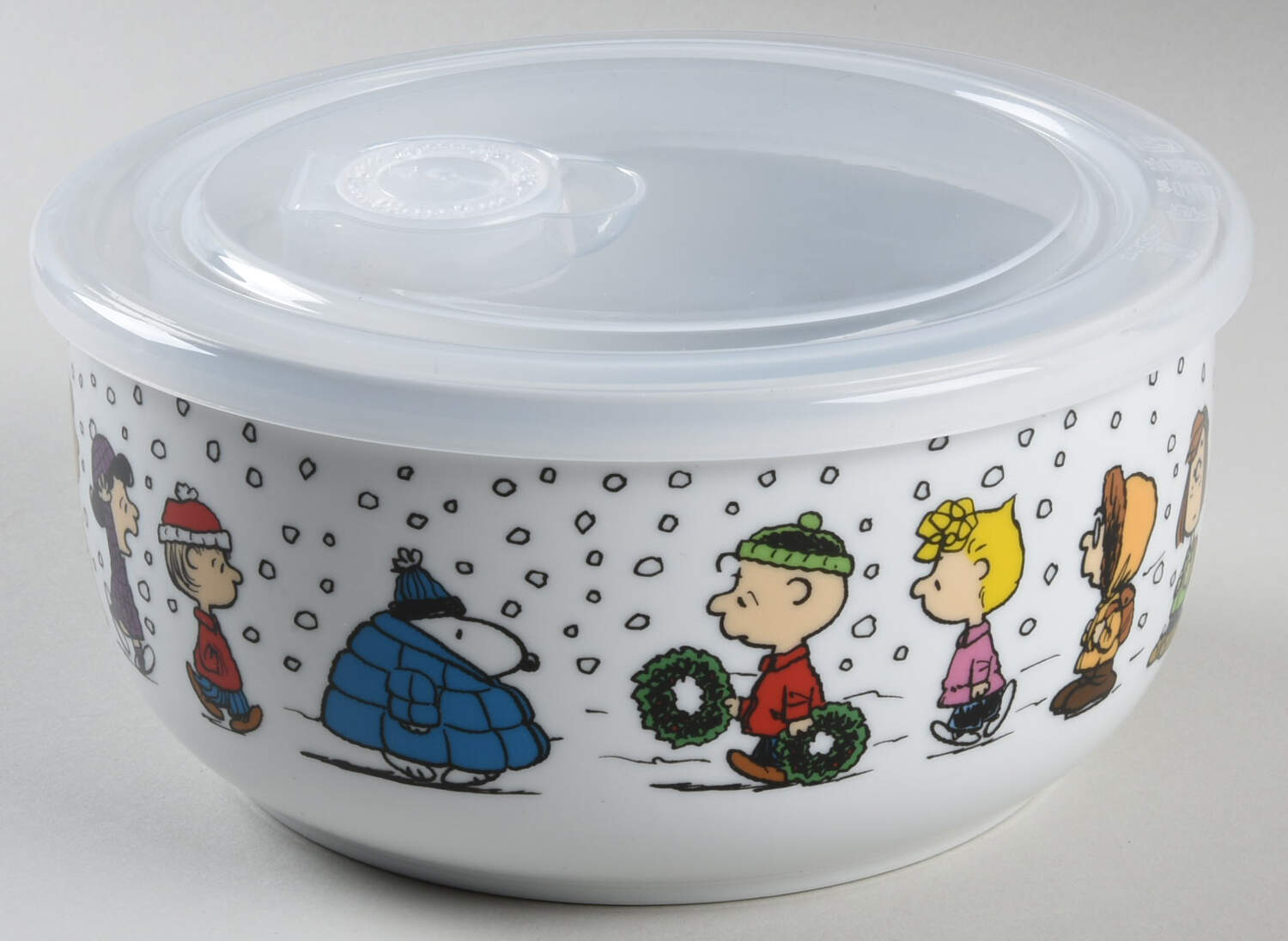 Peanuts Christmas 26 Oz Round Plastic Microwave Bowl & Vented Lid by Zrike-1