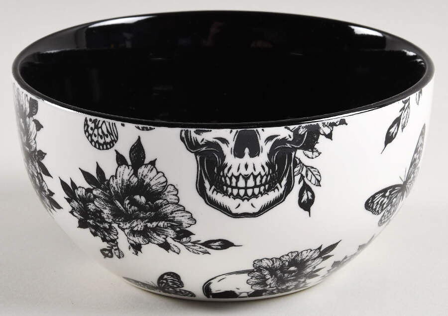 Skull and Butterfly Coupe Cereal Bowl by Zrike-1