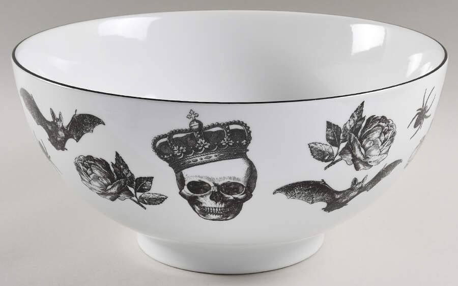 Skull and Butterfly 11" Round Serving Bowl by Zrike-1