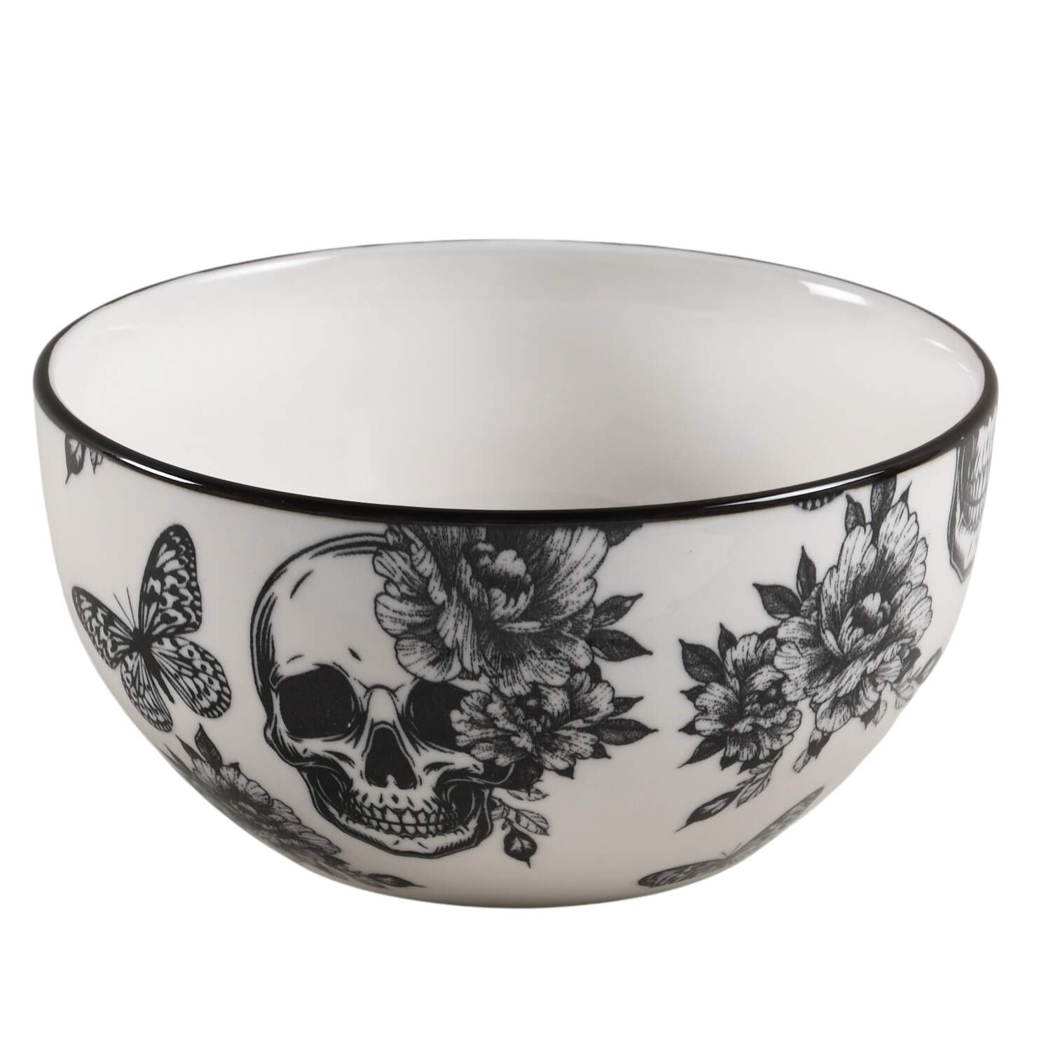 Skull and Butterfly Coupe Cereal Bowl by Zrike-1