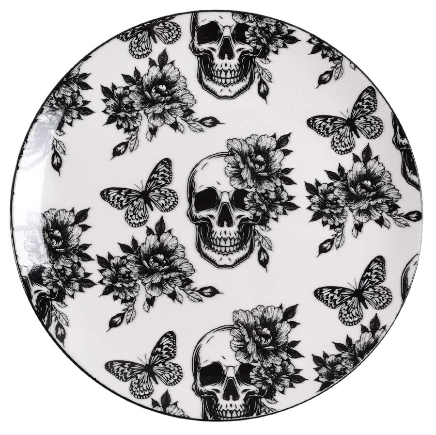 Skull and Butterfly Dinner Plate by Zrike-1