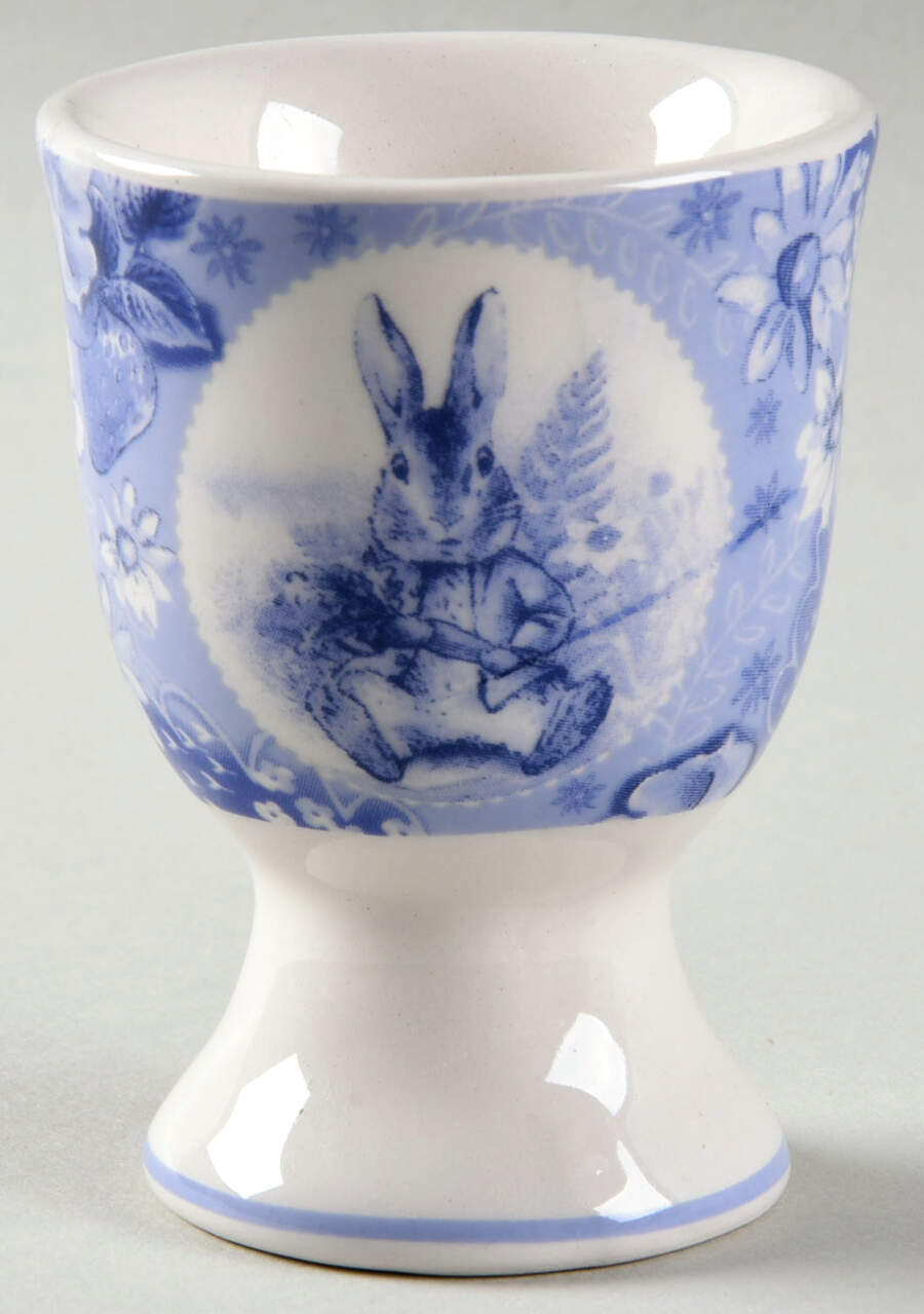 Peter Rabbit Blue Toile Single Egg Cup by Zrike-1