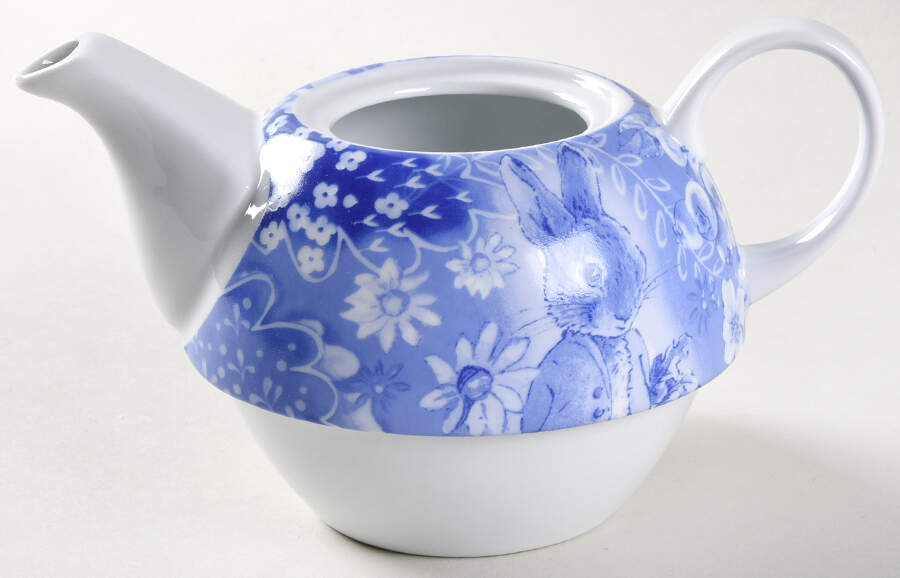 Peter Rabbit Blue Toile Individual Teapot with Cup Teapot No Lid by Zrike-1