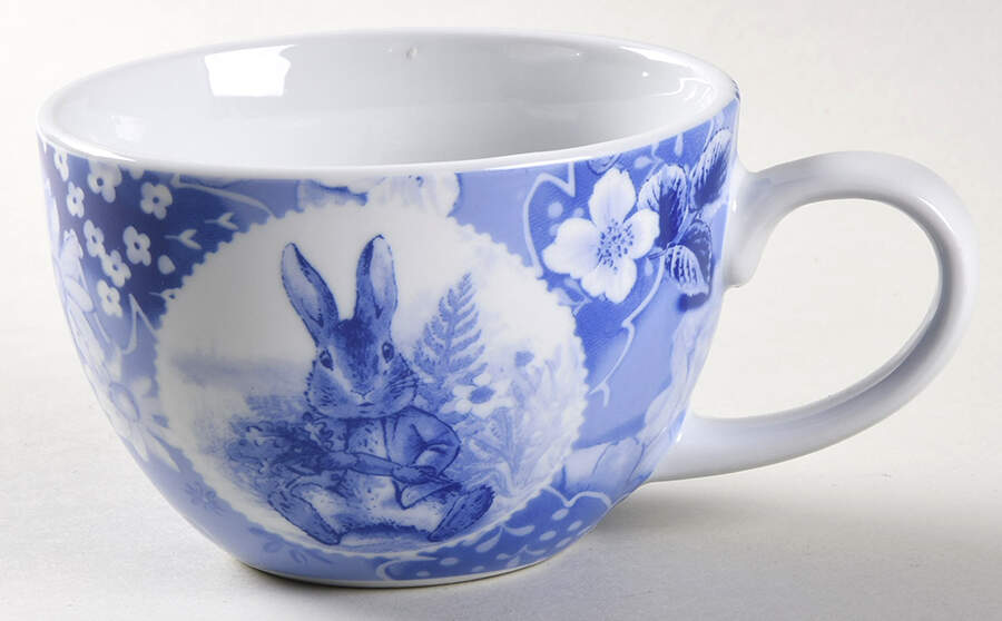Peter Rabbit Blue Toile Flat Cup by Zrike-1