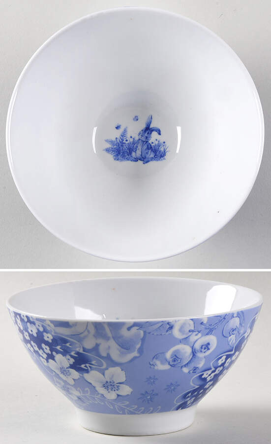 Peter Rabbit Blue Toile Coupe Cereal Bowl by Zrike-1
