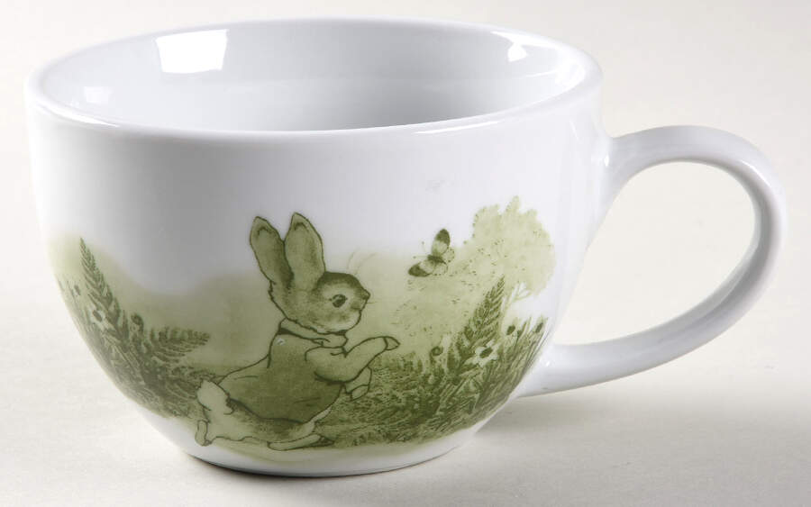Peter Rabbit Green Toile Flat Cup by Zrike-1