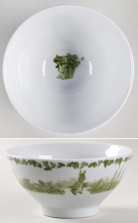 Peter Rabbit Green Toile Coupe Cereal Bowl by Zrike-1
