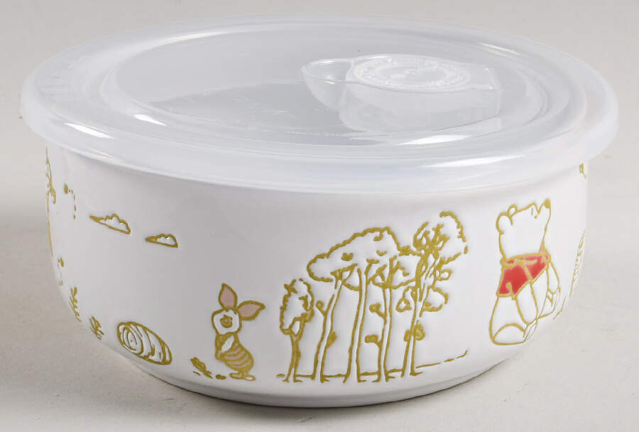 Winnie the Pooh Bee at One 16 Oz Round Plastic Microwave Bowl w/Vent Lid by Zrike-1