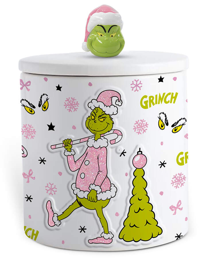 Grinch Pink Christmas Small Canister & Lid by Zrike-1