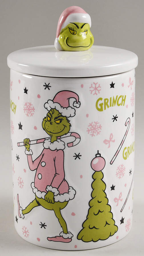 Grinch Pink Christmas Medium Canister & Lid by Zrike-1