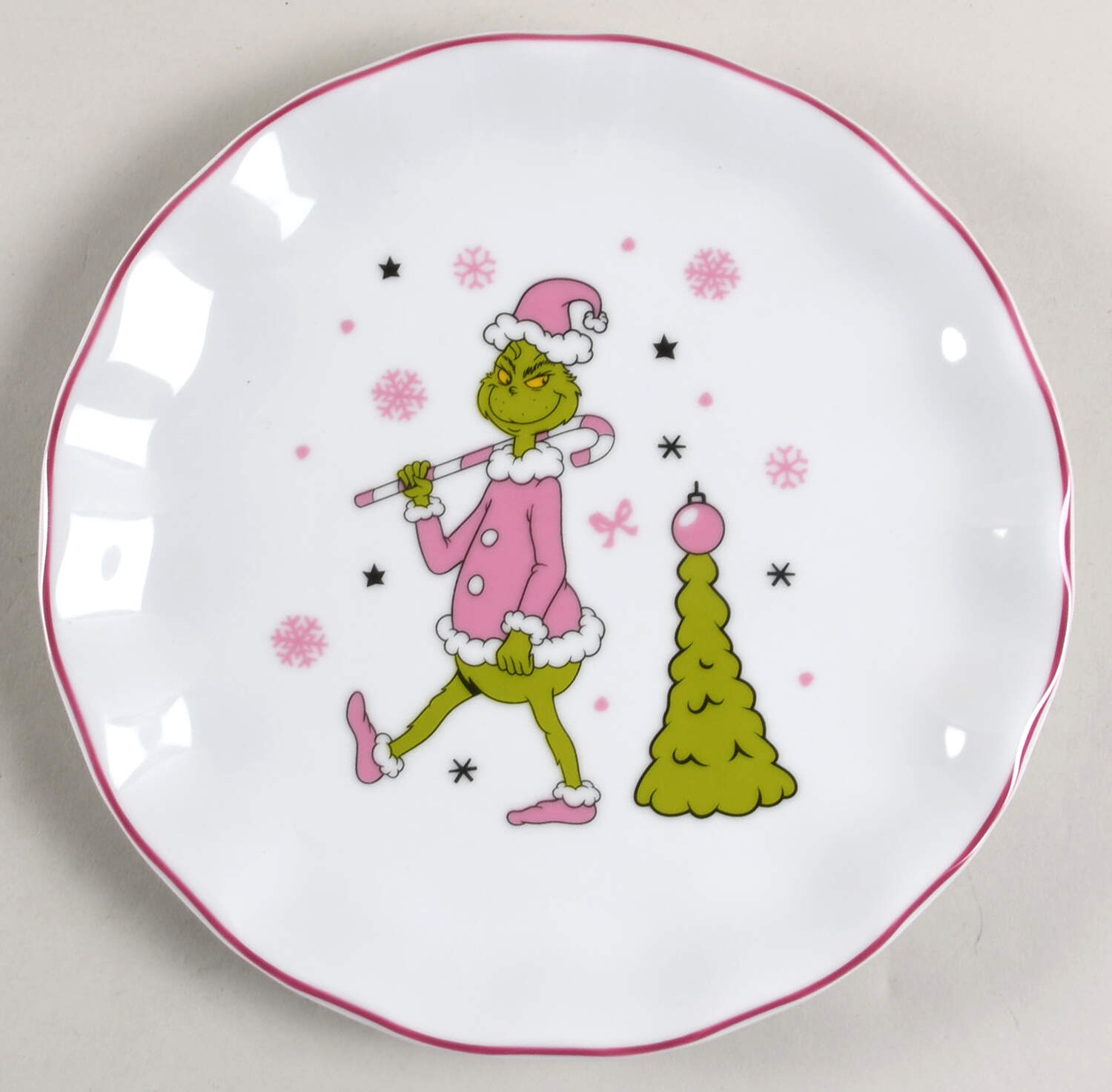 Grinch Pink Christmas Salad Plate by Zrike-1