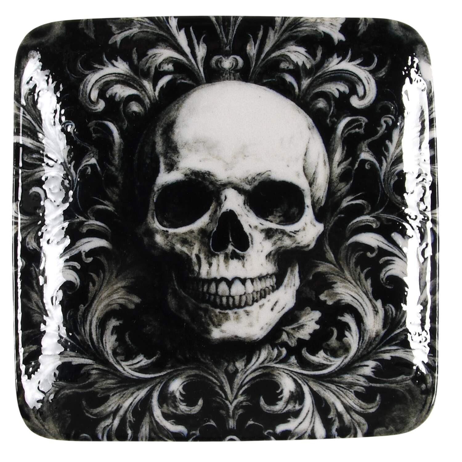 Gothic Skull Square Appetizer Plate by Zrike-1
