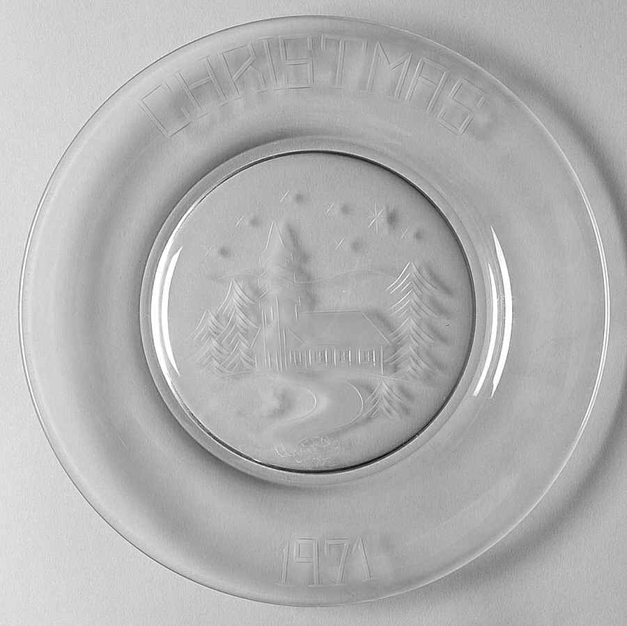 Christmas Plate Church Scene - No Box by American Crystal-1