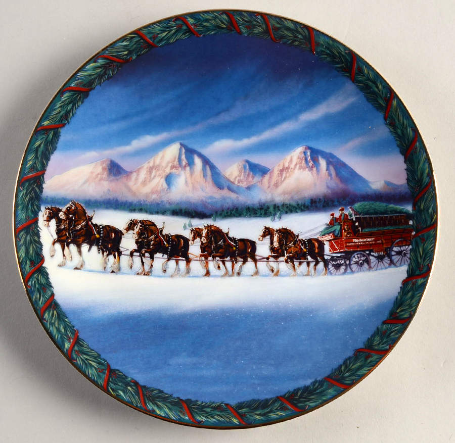Annual Budweiser Holiday Plate Holiday In The Mountains - Boxed by Anheuser-Busch-1