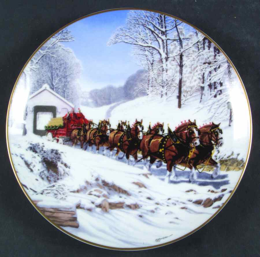 Annual Budweiser Holiday Plate Winters Day - With Box by Anheuser-Busch-1