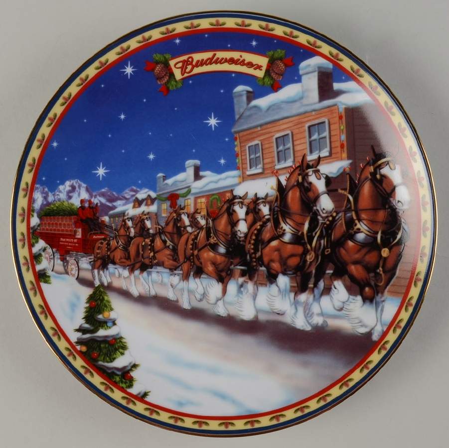 Annual Budweiser Holiday Plate Old Towne Holiday  - Boxed by Anheuser-Busch-1