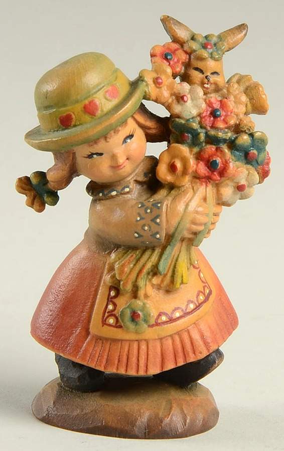 Ferrandiz Wood Figurines 3" Flower Girl - Boxed by Anri-1