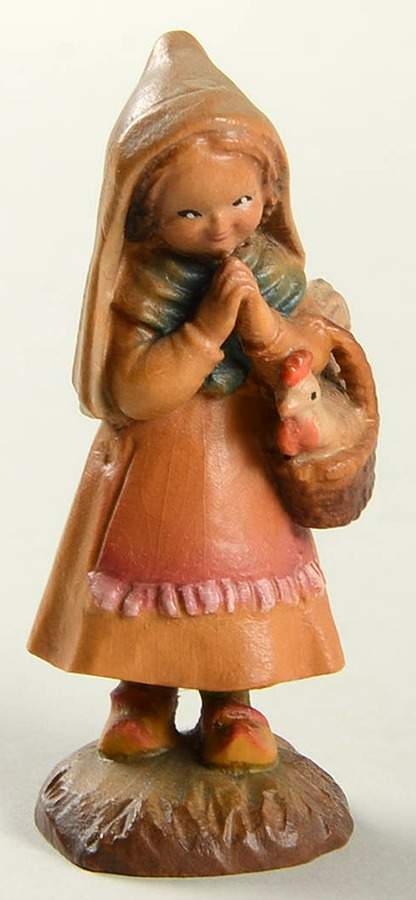 Ferrandiz Wood Figurines 3" Girl With Rooster - Boxed by Anri-1