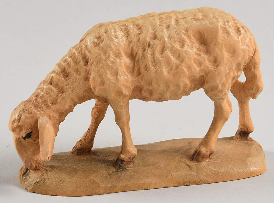 Kuolt 6" Wooden Nativity Figurine Lamb Grazing - No Box by Anri-1