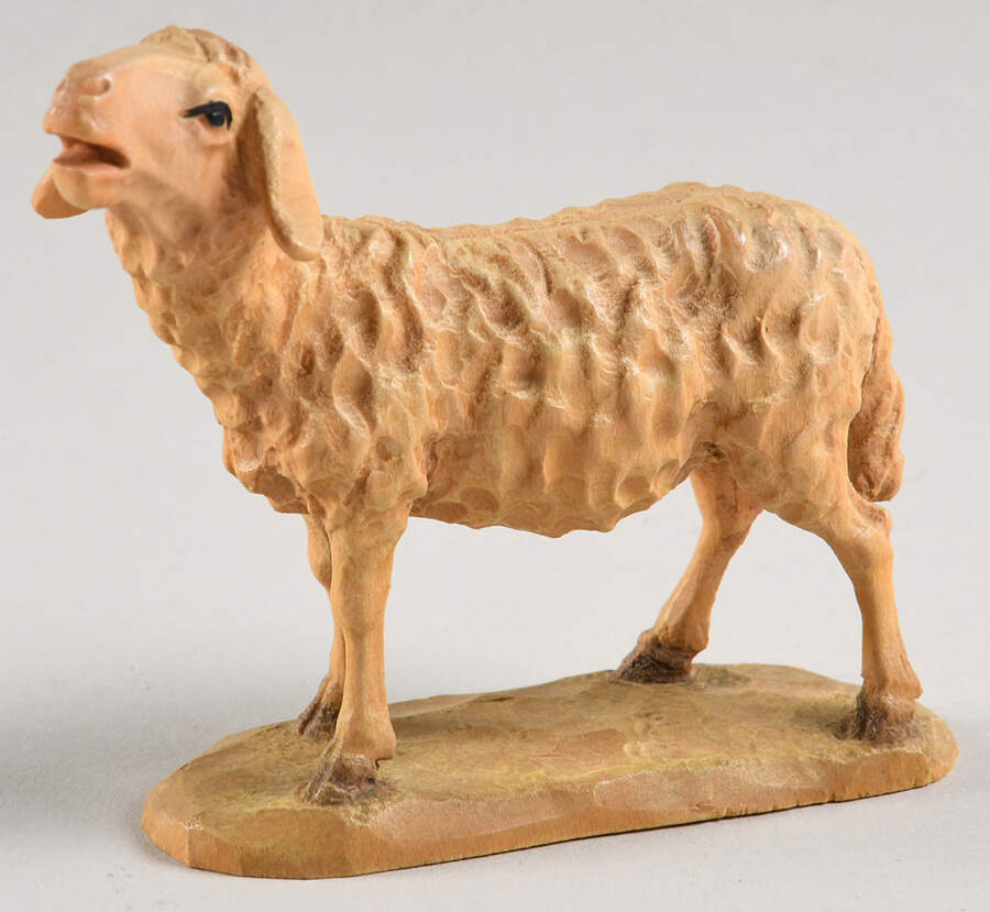 Kuolt 6" Wooden Nativity Figurine Lamb- Head Up - Boxed by Anri-1