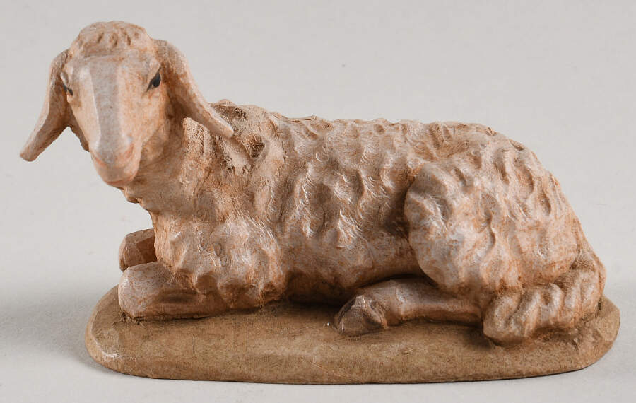 Kuolt 6" Wooden Nativity Figurine Lamb Laying Down - Boxed by Anri-1