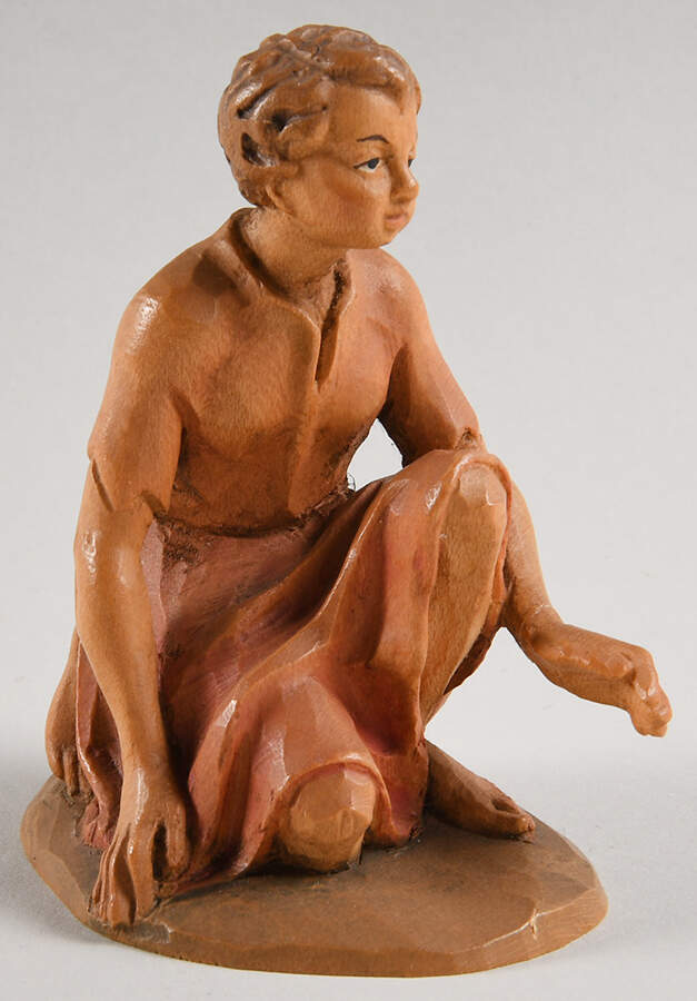 Kuolt 6" Wooden Nativity Figurine Kneeling Boy - Boxed by Anri-1