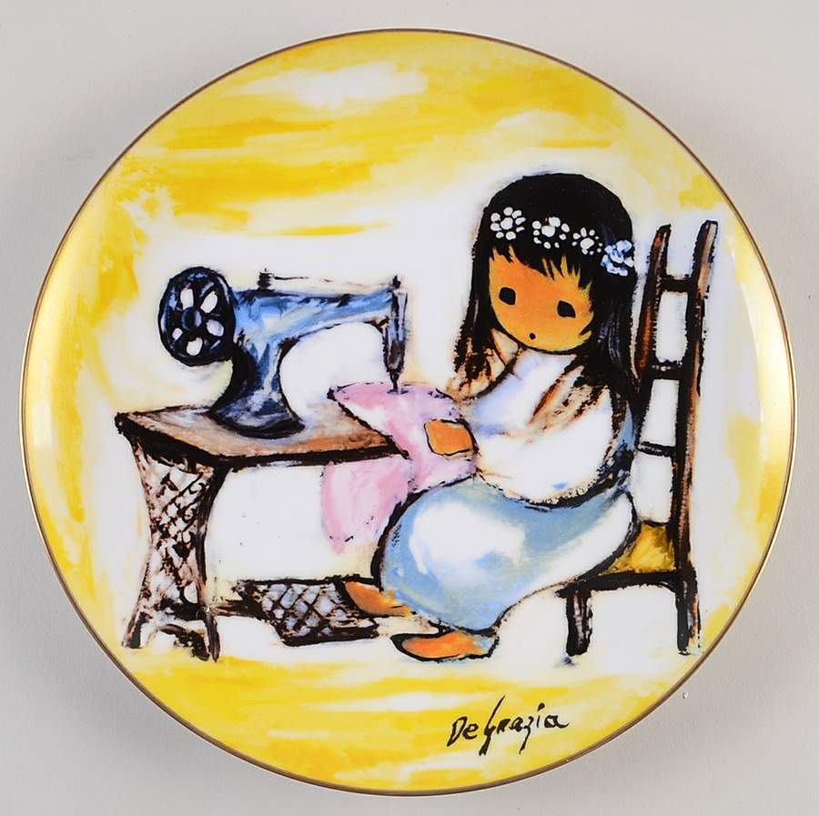 Children At Play Girl With Sewing Machine - Boxed by Artists of The World-1