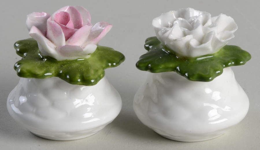 Aynsley Figurines Salt & Pepper Shaker/Pink&White - With Box by John  Aynsley & Sons-1