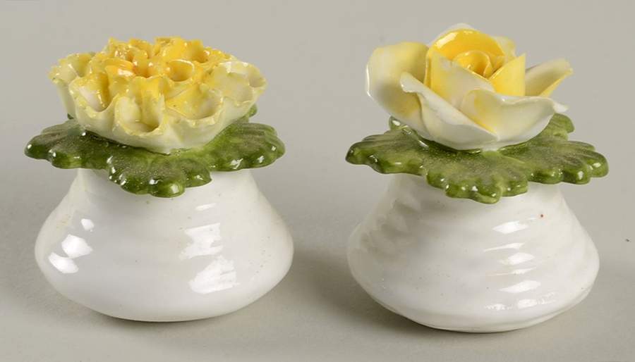Aynsley Figurines Salt & Pepper Shaker-Flower-Yellow - No Box 49a by John  Aynsley & Sons-1