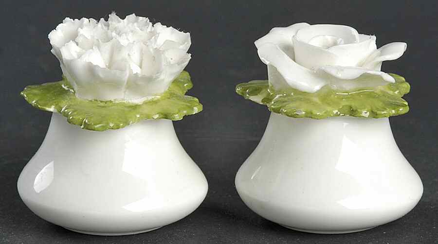 Aynsley Figurines Salt & Pepper Shaker-Flower-White - No Box by John  Aynsley & Sons-1