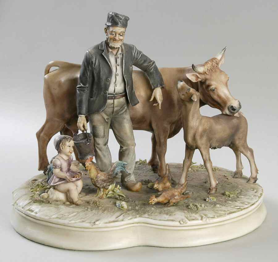Antonio Borsato Figurines Milking Group With Child - No Box by Antonio Borsato-1