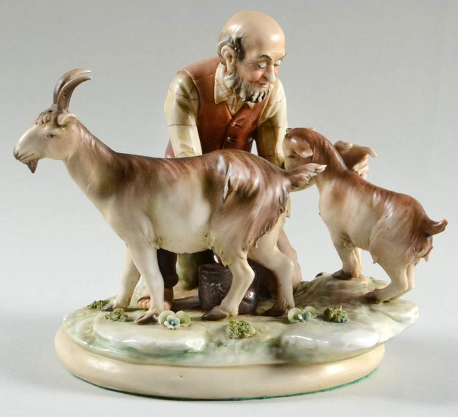Antonio Borsato Figurines Old Man & Goats - No Box by Antonio Borsato-1