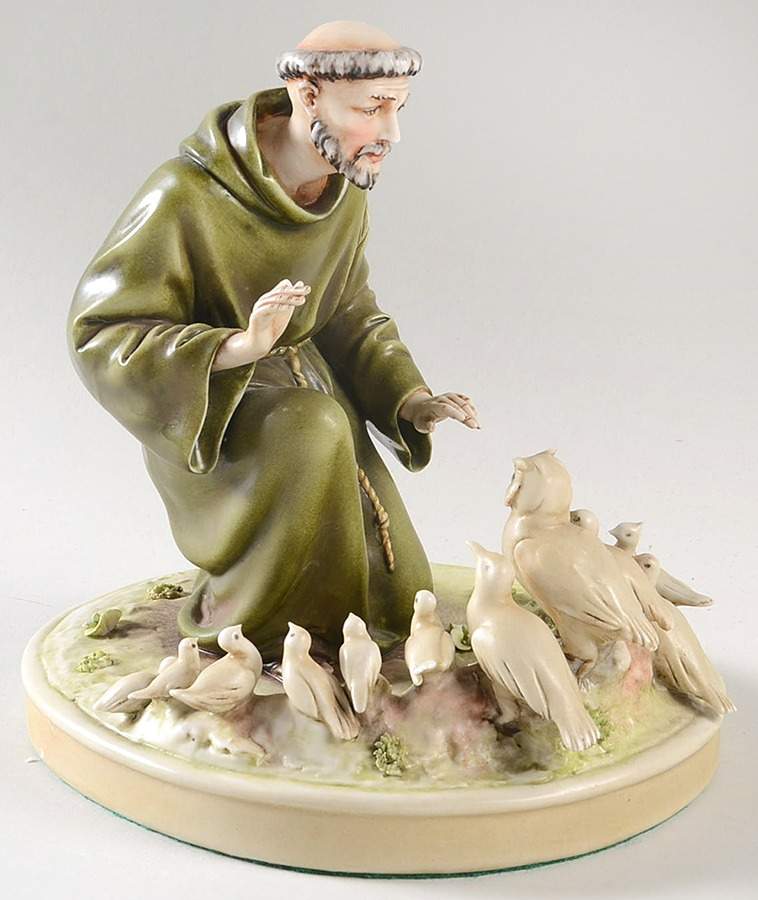 Antonio Borsato Figurines St Francis With Birds-Green - No Box by Antonio Borsato-1