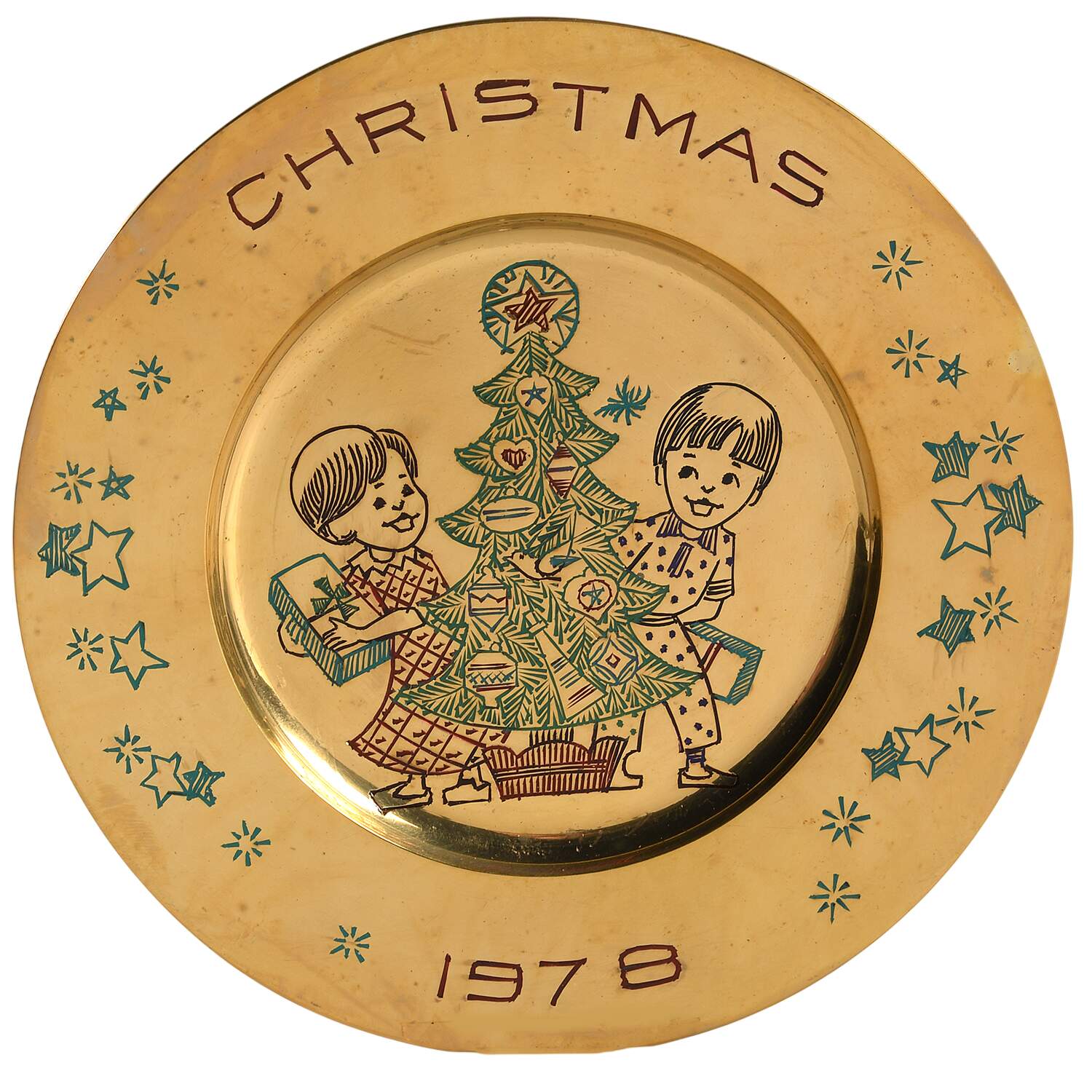 SS Sarna Christmas Plate Children With Christmas Tree - Boxed by Ss Sarna-1